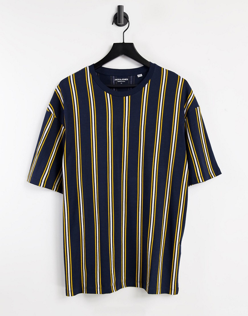 Jack & Jones Originals oversize vertical stripe t-shirt in navy