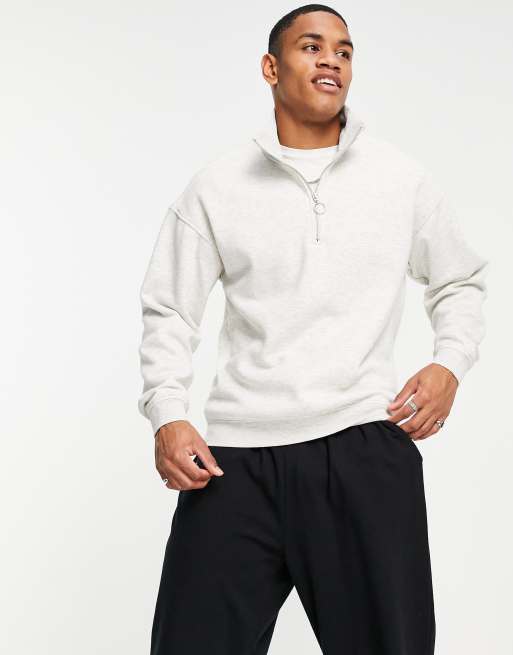 Jack & Jones Originals oversized 1/4 zip sweatshirt in white | ASOS