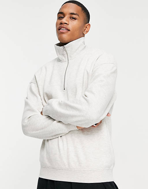 Mens Clothing Sweaters and knitwear Zipped sweaters Jack & Jones Originals Oversized 1/4 Zip Fleece With Panels in White for Men 