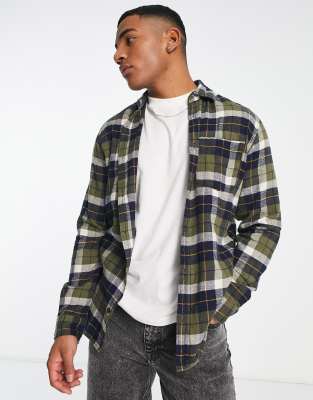 JACK & JONES ORIGINALS OVERSIZED CHECK SHIRT IN GREEN