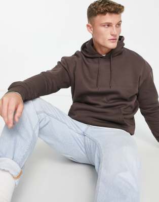 Jack & Jones Originals Oversized Hoodie In Chocolate-brown