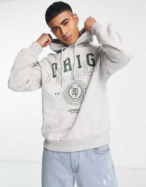 Jack Jones Originals oversized hoodie with collegiate print in