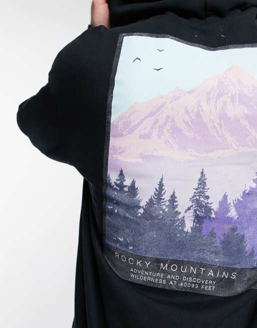 Jack & Jones Originals oversized hoodie with mountain back print in black, 3 of 4
