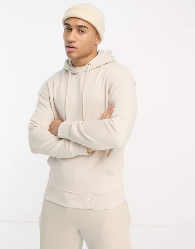 Jack & Jones Originals oversized hoodie with originals logo embroidery in beige