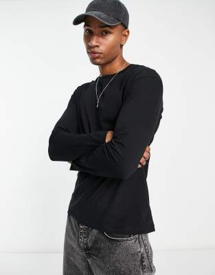 Jack & Jones Originals Oversized Long Sleeve T-shirt With Peace Back Print In Black
