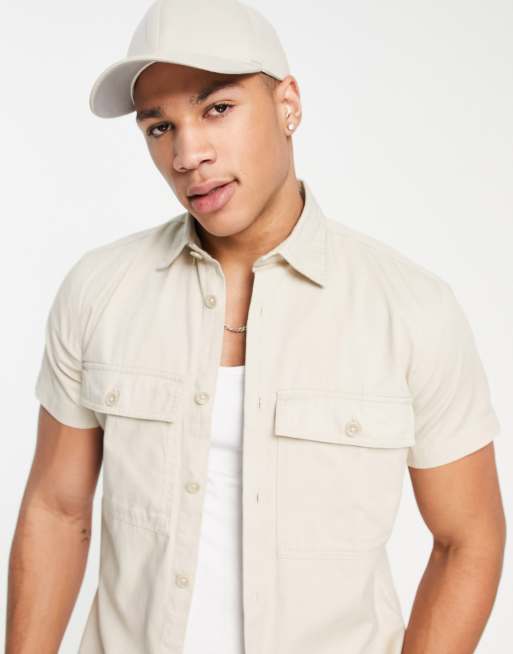 Jack & Jones Originals - Oversized overhemd met dubbele borstzakken in stone, 2 van 4
