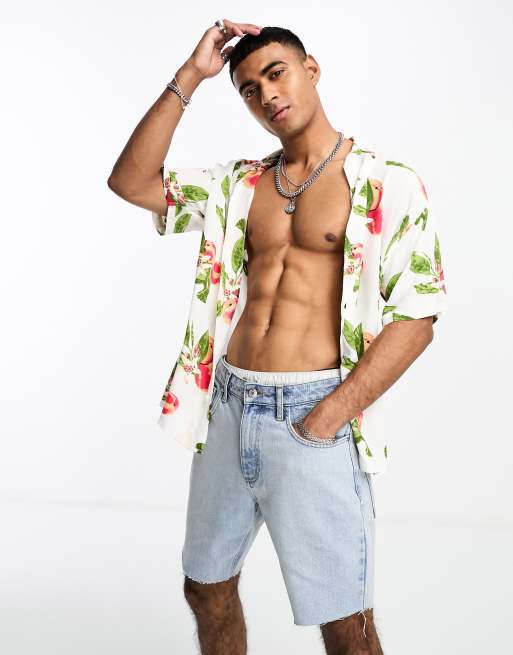 Jack & Jones - Originals - Oversized overhemd met reverskraag in wit met bloemenprint