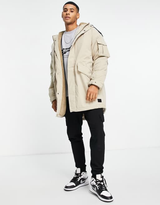 Mens oversized shop parka coat