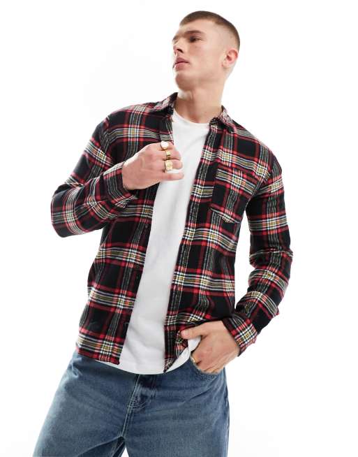 Jack & Jones Originals oversized plaid shirt in black | ASOS