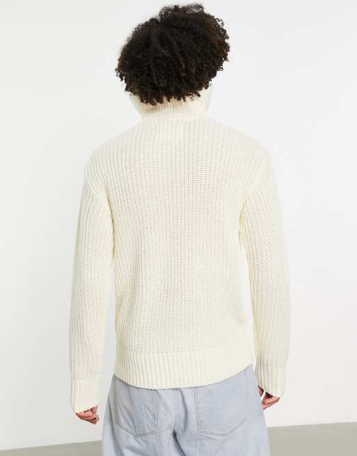Jack & Jones Originals - Oversized råhvid trøje i chunky strik med 1/4 lynlås, 2 af 4
