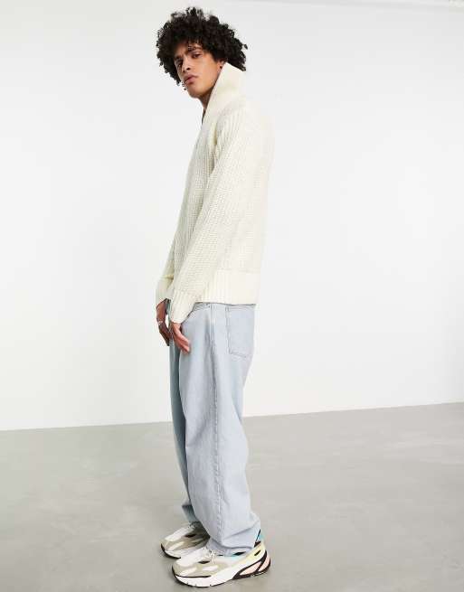 Jack & Jones Originals - Oversized råhvid trøje i chunky strik med 1/4 lynlås, 3 af 4