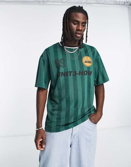 Jack Jones Originals oversized retro football shirt in green