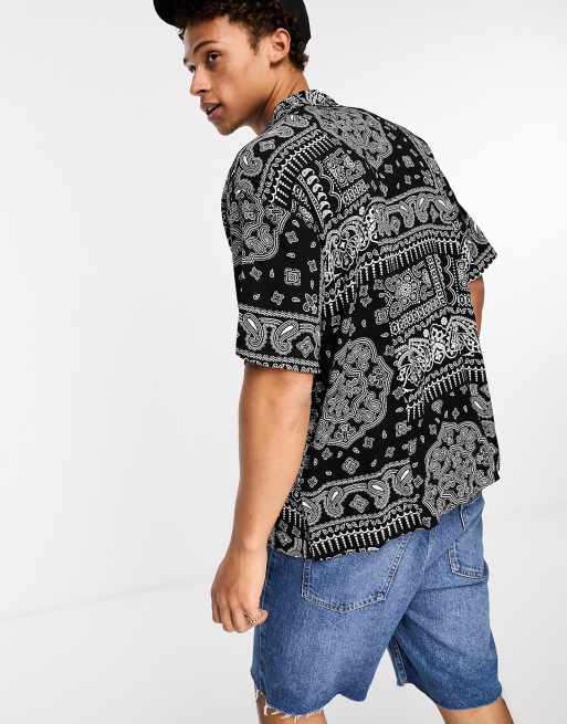 Short Sleeve Revere Oversized Bandana Shirt