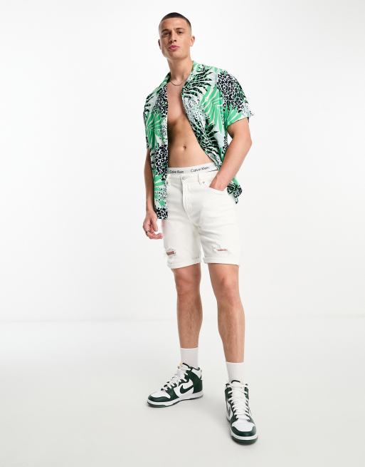 Jack & Jones Originals oversized revere collar shirt in multi palm print , 3 of 4