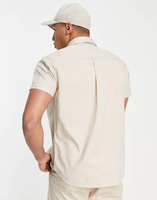 Jack & Jones Originals - Oversized skjorte med dobbelte lommer i beige, 3 af 4