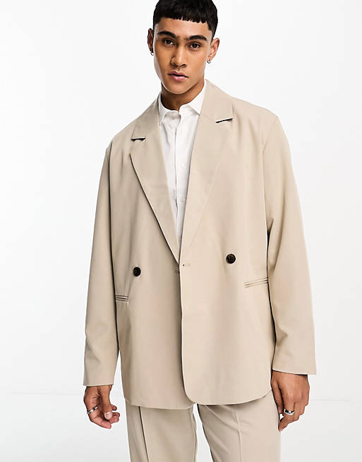 Jack & Jones Originals oversized suit jacket in beige | ASOS