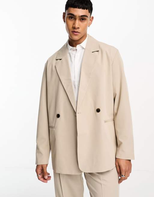 Jack Jones Originals oversized suit jacket in beige