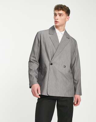 Originals oversized suit jacket in gray pinstripe