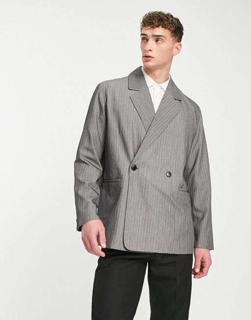 Jack & Jones Originals oversized suit jacket in grey pinstripe | ASOS