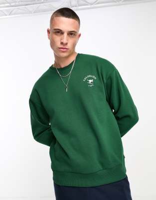 Jack & Jones Originals oversized sweat with ski back print in dark green