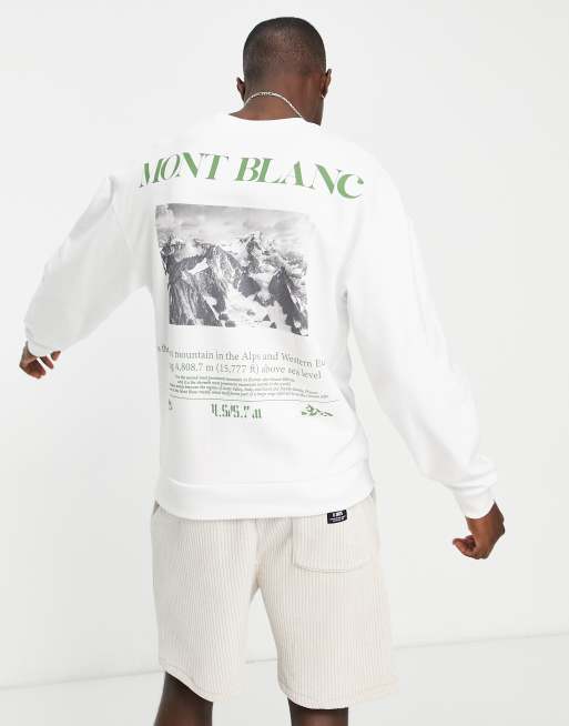 Jack & Jones Originals - Oversized sweatshirt met Mont Blanc print op de achterkant in wit