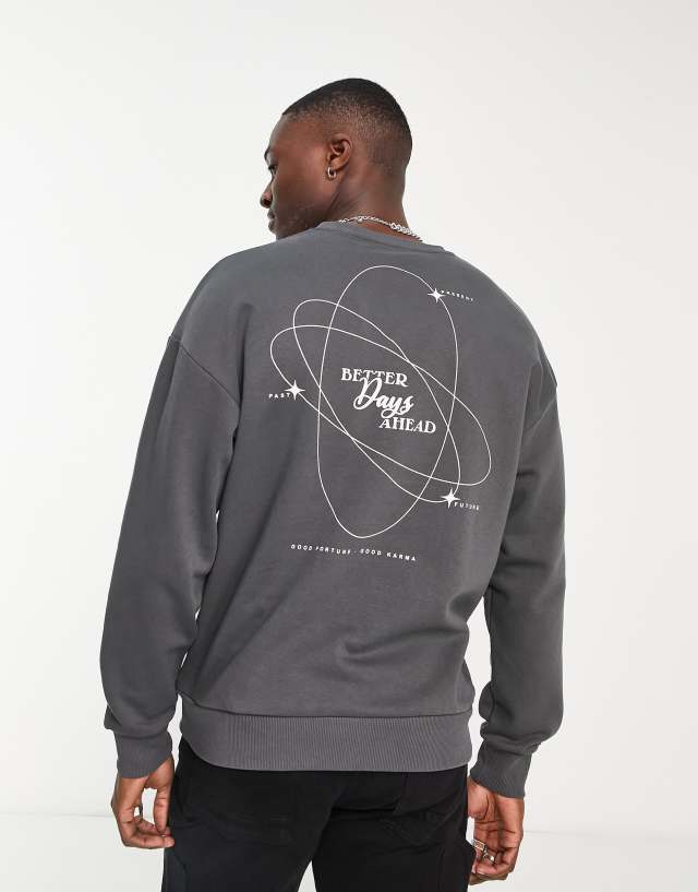 Jack & Jones Originals oversized sweatshirt with Better Days back print in charcoal