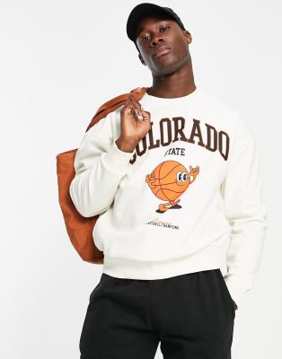 Jack u0026 Jones Originals Oversized Sweatshirt With Colorado Print In  Beige-neutral | ModeSens