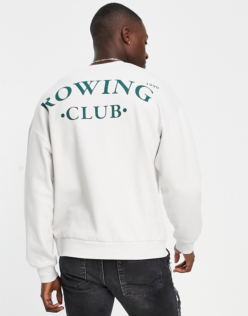 Jack & Jones Originals oversized sweatshirt with rowing club back print in gray