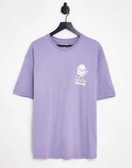Jack & Jones Originals oversized t-shirt event back print in lilac, 2 of 4