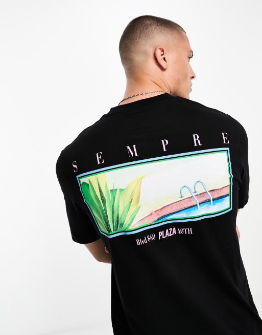 Jack & Jones Originals - Oversized T-shirt med pool-print på ryggen i sort 