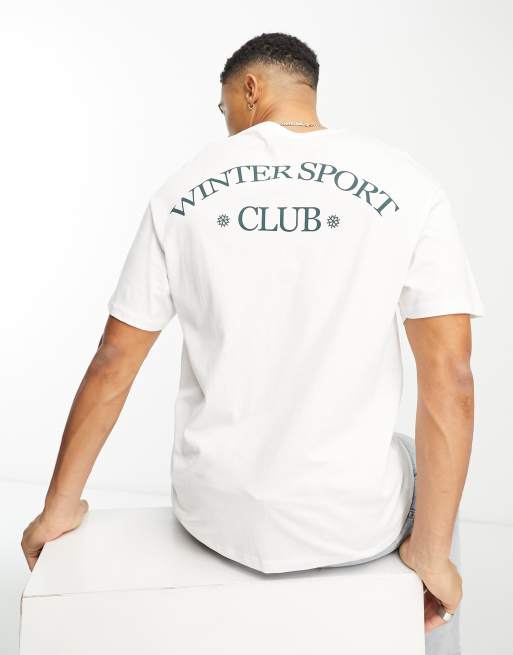 Jack & Jones Originals - Oversized T-shirt med 'Winter Sport'-print på ryggen i hvid