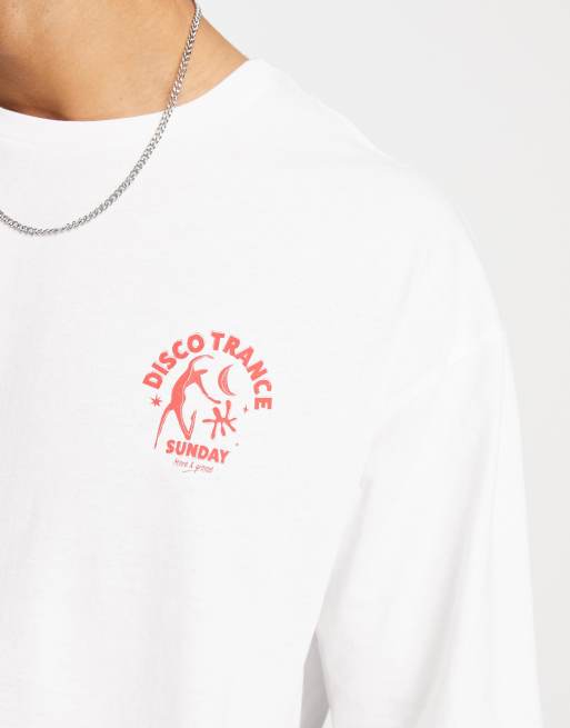 Jack & Jones Originals - Oversized T-shirt met discoprint op de rug in wit, 2 van 4