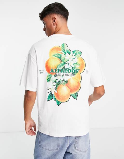 Jack & Jones Originals - Oversized T-shirt met fruitprint in wit