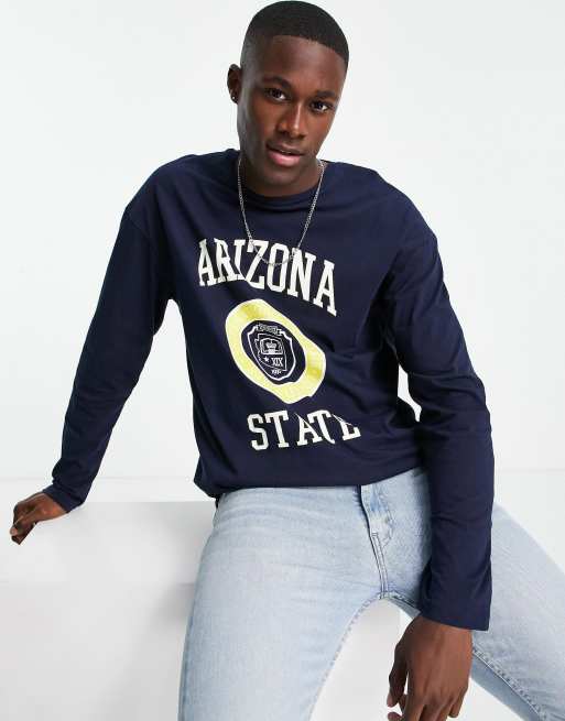 Jack & Jones - Originals - Oversized T-shirt met lange mouwen en Arizona-print in marineblauw 