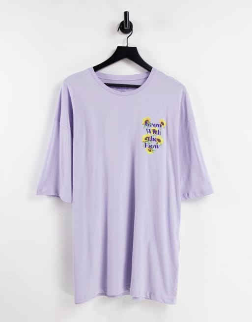 Jack & Jones - Originals - Oversized T-shirt met zonnebloemprint op de achterkant in lila