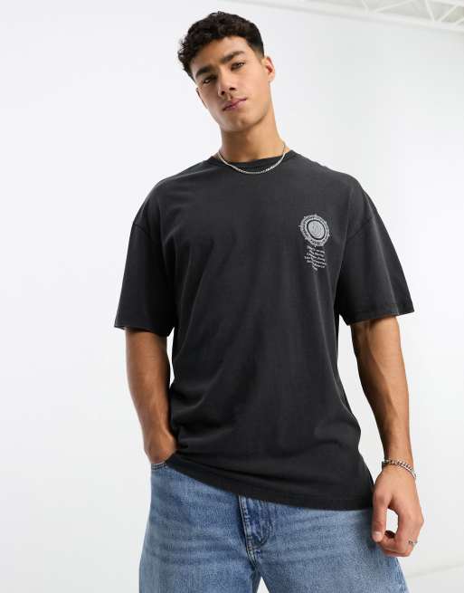 Jack & Jones Originals oversized t-shirt with celestial back print in  washed gray