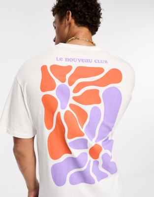 Jack & Jones Originals oversized t-shirt with flowers back print in white