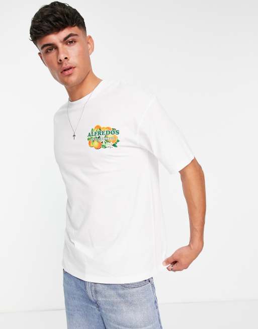 Jack Jones Originals oversized t shirt with fruit print in white