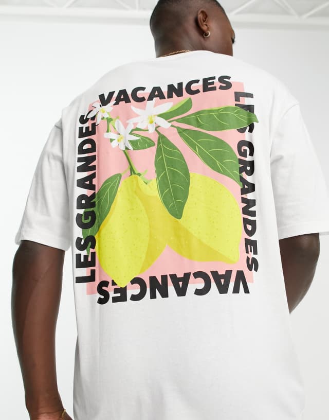 Jack & Jones Originals oversized t-shirt with fruit print in white