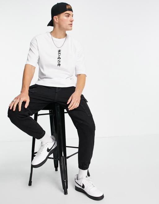 Jack & Jones Originals oversized t-shirt with Japanese print in white , 4 of 4