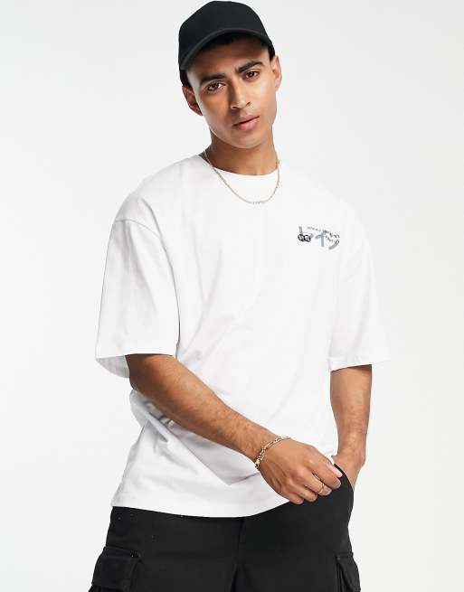 Jack & Jones Originals oversized t-shirt with manga back print in white, 2 of 4