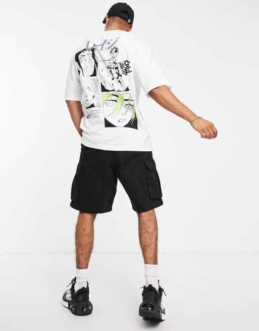 Jack & Jones Originals oversized t-shirt with manga back print in white, 3 of 4