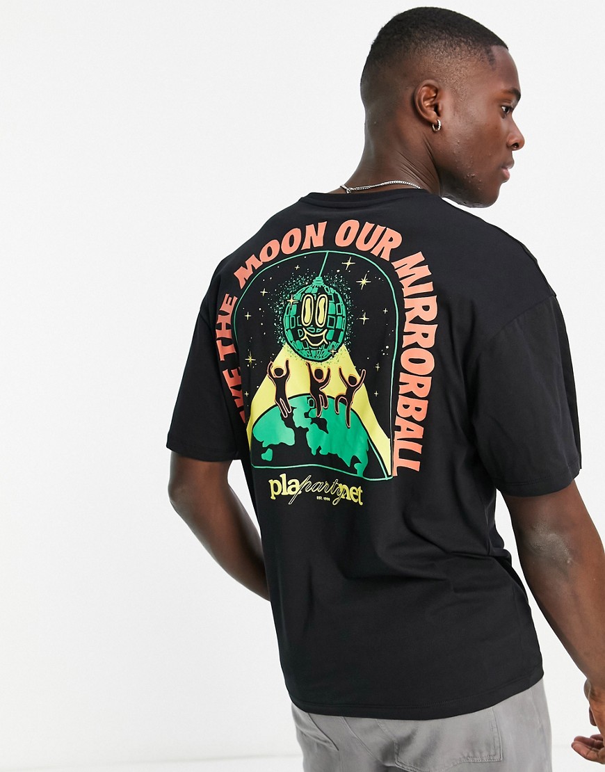 Jack & Jones Originals oversized t-shirt with moon party back print in black