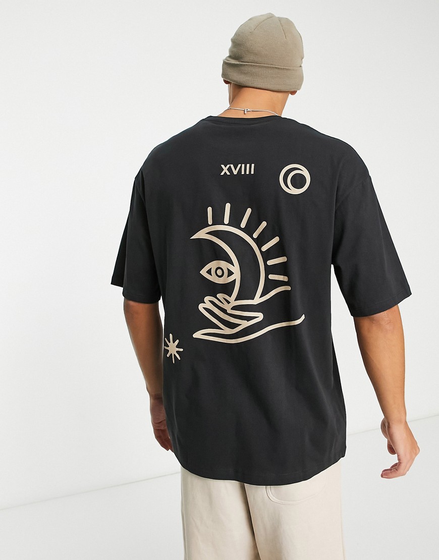 Jack & Jones Originals oversized T-shirt with moon print in dark gray