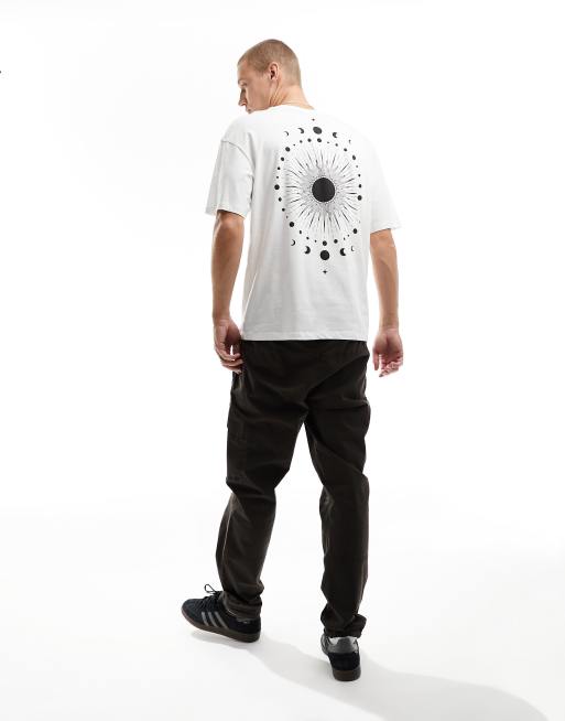 Jack & Jones Originals oversized t-shirt with moons back print in white