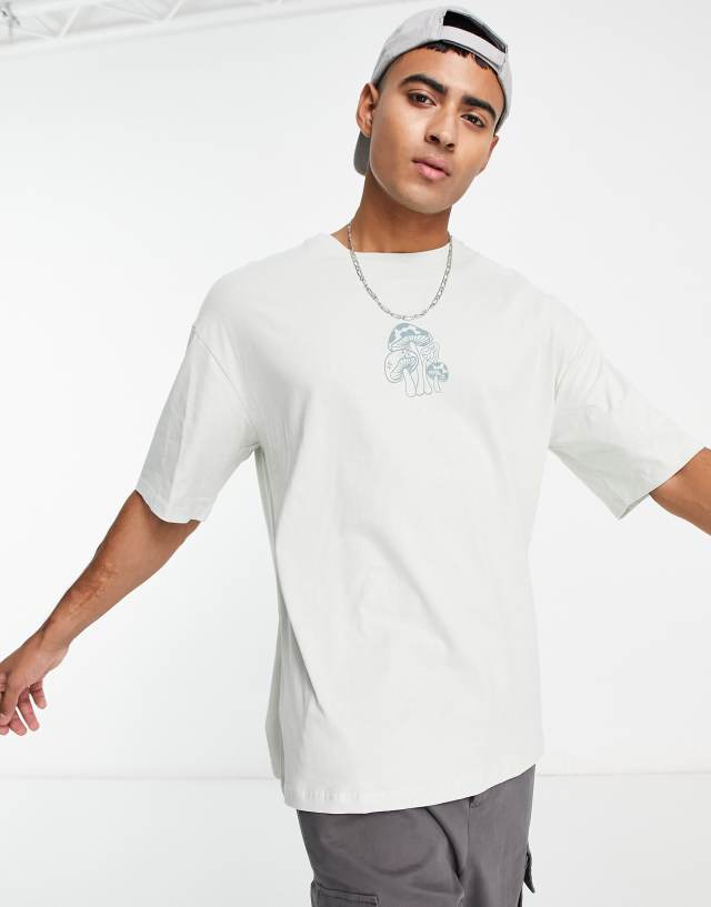 Jack & Jones Originals oversized T-shirt with mushroom print in light green