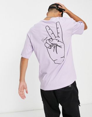 Jack & Jones Originals oversized t-shirt with peace print in lilac - ASOS Price Checker