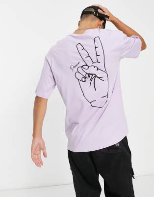 Jack Jones Originals oversized t shirt with peace print in lilac