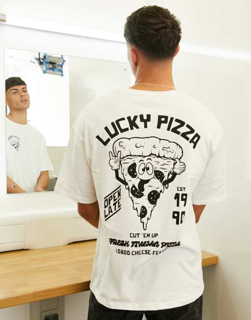  Womens Pizza Print Short Sleeve Oversized T Shirt