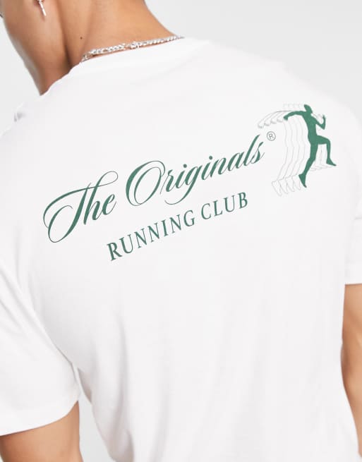 Jack & Jones Originals oversized t-shirt with run club back print in white